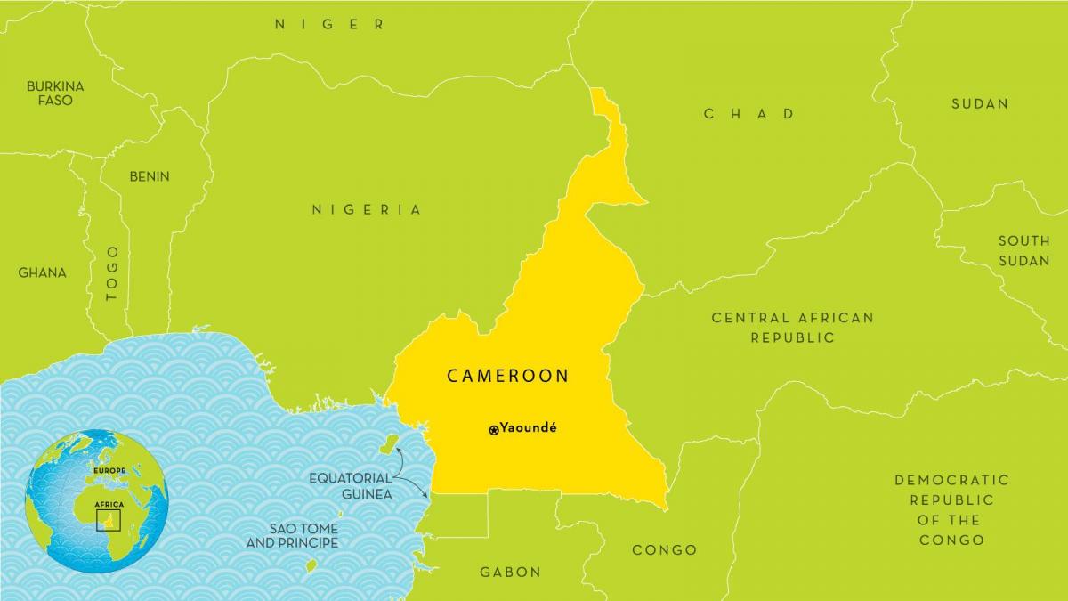 peta dari Kamerun dan negara-negara sekitarnya