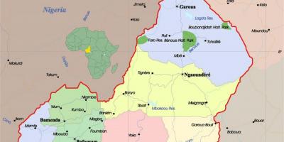 Kamerun peta dengan kota-kota