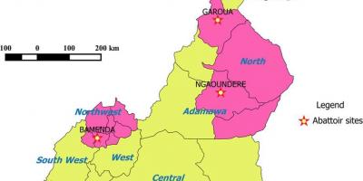 Kamerun yang menunjukkan daerah peta