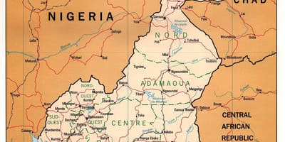 Peta fisik dari Kamerun